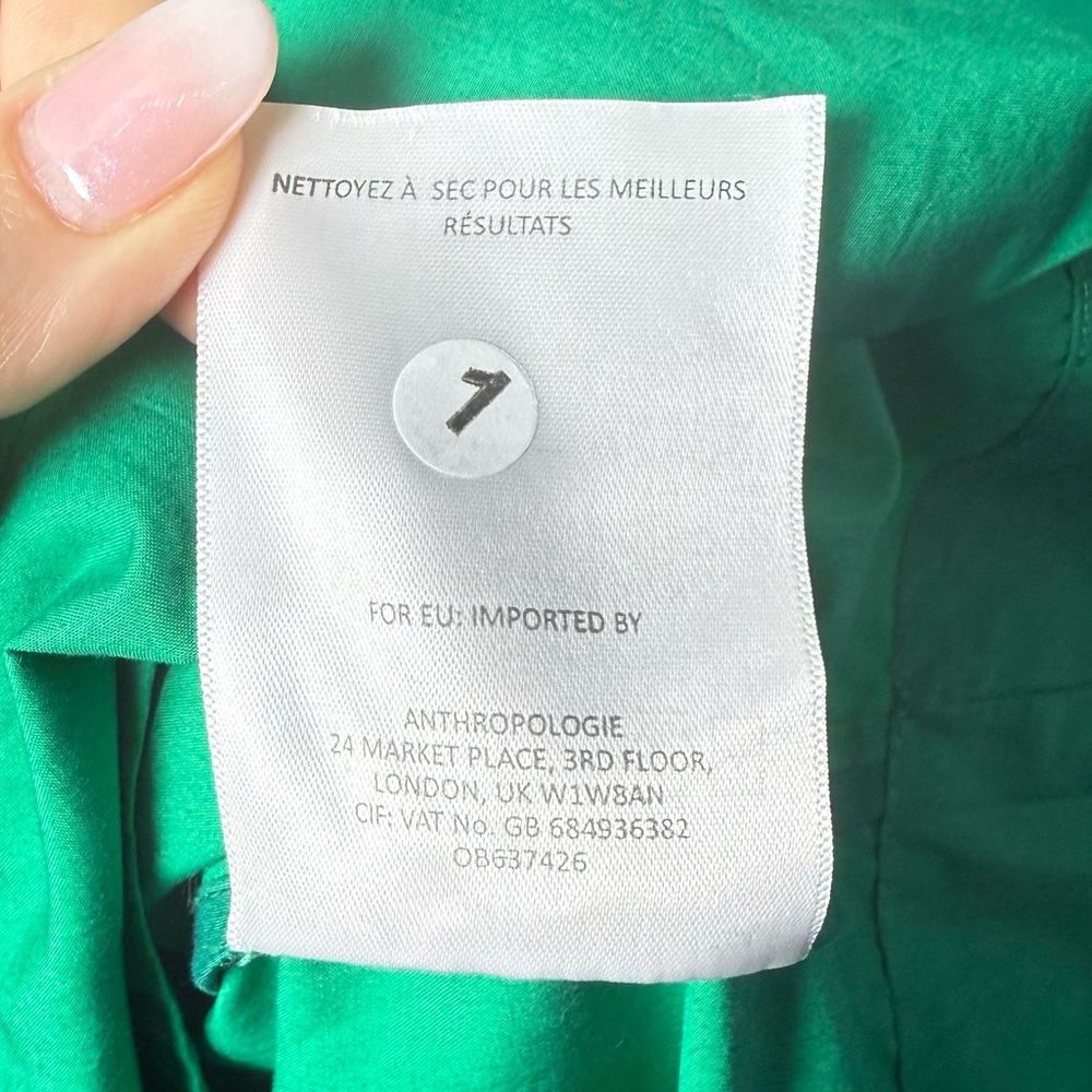 Maeve Anthropologie Women’s Short Sleeve Pleated Dress in Green Size 10 NWT - Picture 8 of 11